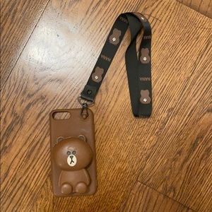 Brown bear line friends silicone phone case